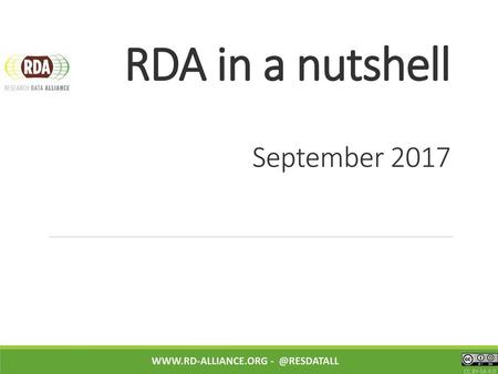 RDA in a nutshell September 2017