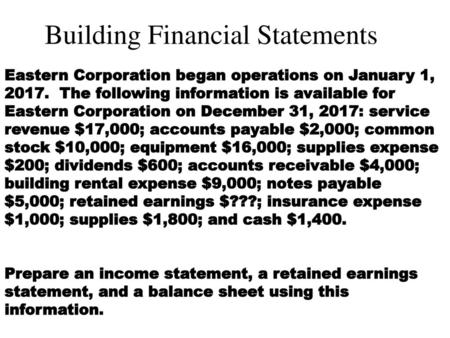 Building Financial Statements