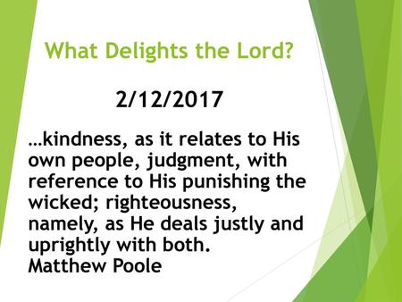 What Delights the Lord? 2/12/2017