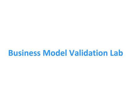 Business Model Validation Lab