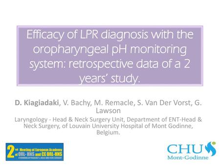 D. Kiagiadaki, V. Bachy, M. Remacle, S. Van Der Vorst, G. Lawson