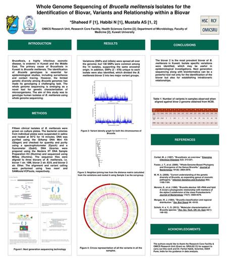 Whole Genome Sequencing of Brucella melitensis Isolates for the Identification of Biovar, Variants and Relationship within a Biovar *Shaheed F [1], Habibi.