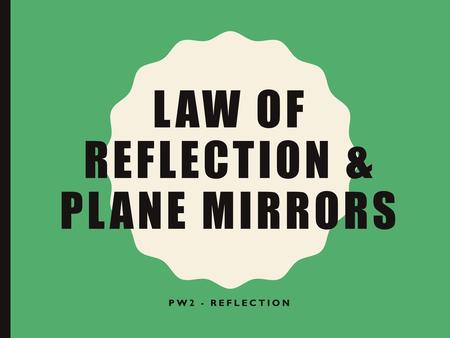 Law of Reflection & Plane Mirrors