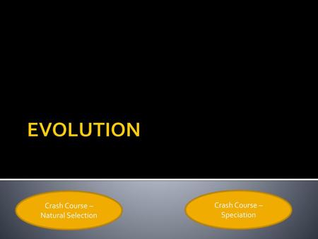 EVOLUTION Crash Course – Natural Selection Crash Course – Speciation.