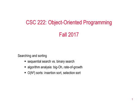 CSC 222: Object-Oriented Programming