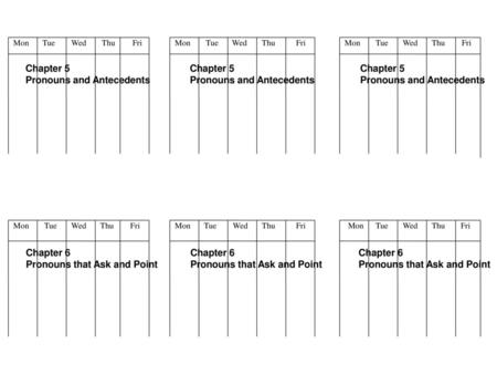 Pronouns and Antecedents Chapter 5 Pronouns and Antecedents Chapter 5