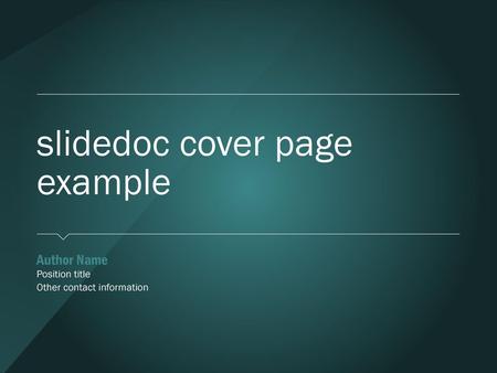 slidedoc cover page example