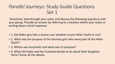 Parallel Journeys: Study Guide Questions Set 1