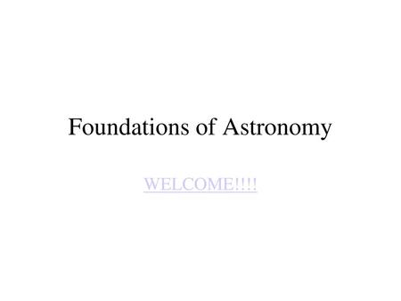 Foundations of Astronomy