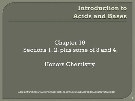 Introduction to Acids and Bases