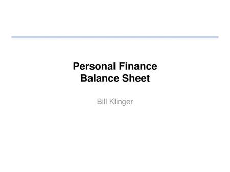 Personal Finance Balance Sheet