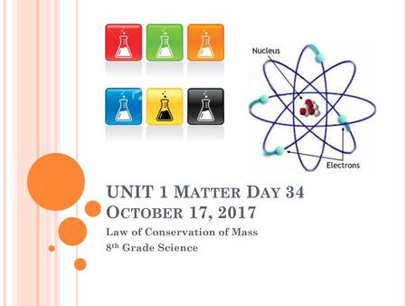 UNIT 1 Matter Day 34 October 17, 2017