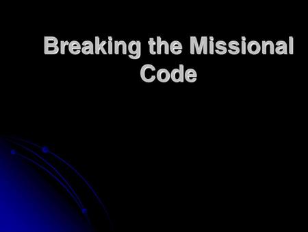 Breaking the Missional Code