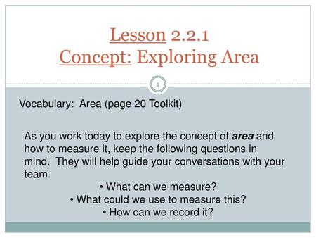 Lesson Concept: Exploring Area