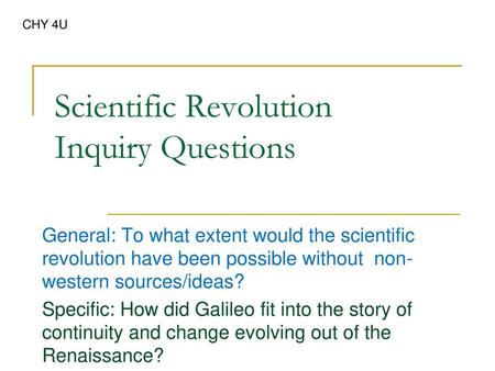 Scientific Revolution Inquiry Questions