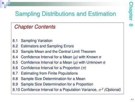 Sampling Distributions and Estimation