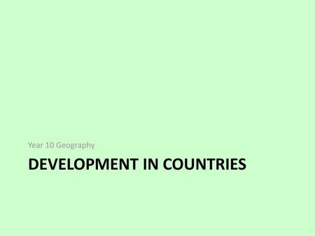 Development in Countries