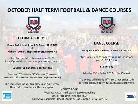 OCTOBER HALF TERM FOOTBALL & DANCE COURSES