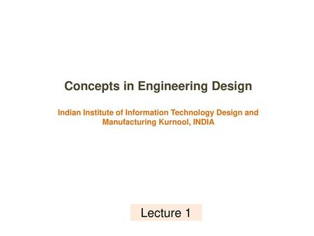 Concepts in Engineering Design