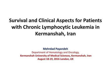 Mehrdad Payandeh Department of Hematology and Oncology,