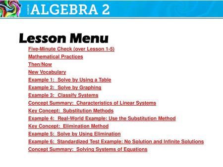 Five-Minute Check (over Lesson 1-5) Mathematical Practices Then/Now