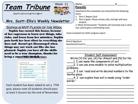 Mrs. Scott-Ellis’s Weekly Newsletter