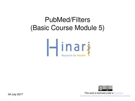 PubMed/Filters (Basic Course Module 5)