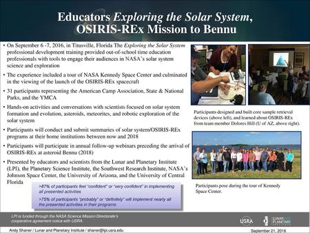 Educators Exploring the Solar System, OSIRIS-REx Mission to Bennu