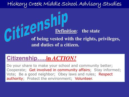 Hickory Creek Middle School Advisory Studies