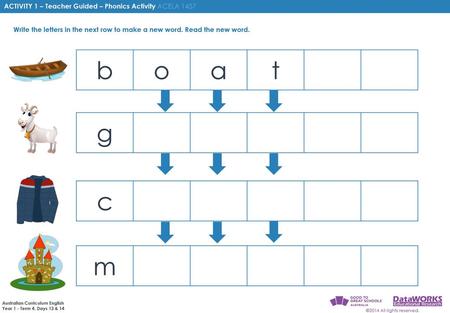 b o a t g c m ACTIVITY 1 – Teacher Guided – Phonemic Awareness