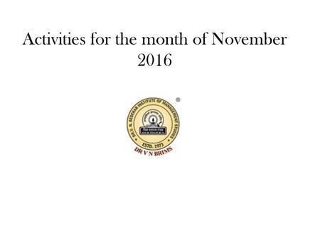 Activities for the month of November 2016