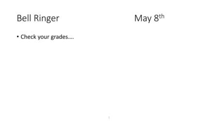 Bell Ringer  May 8th Check your grades….