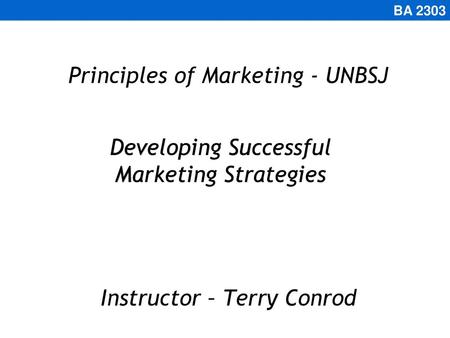 Principles of Marketing - UNBSJ