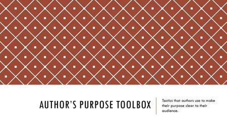 Author’s Purpose Toolbox