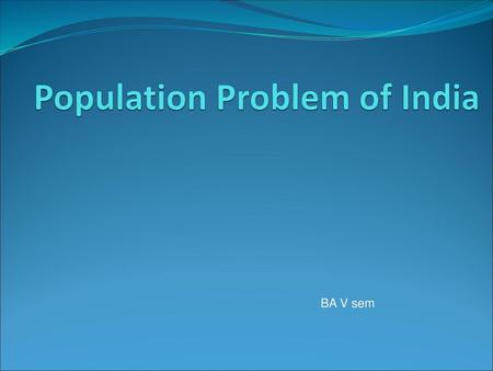 Population Problem of India