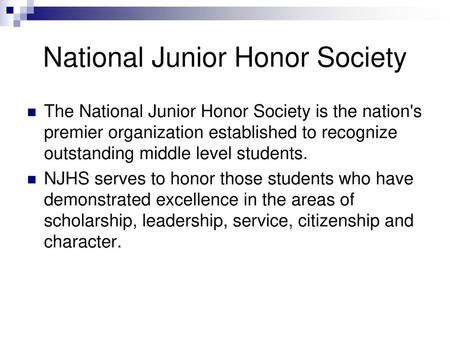 National Junior Honor Society