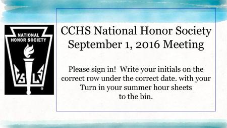 CCHS National Honor Society