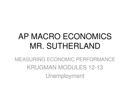 AP MACRO ECONOMICS MR. SUTHERLAND