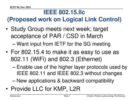 IEEE llc (Proposed work on Logical Link Control)