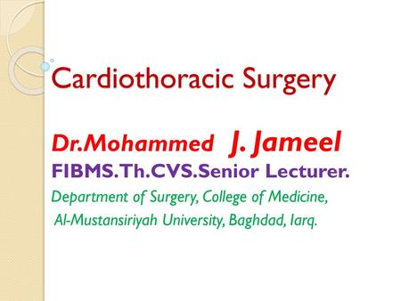 Cardiothoracic Surgery