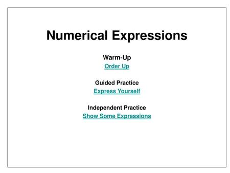 Numerical Expressions