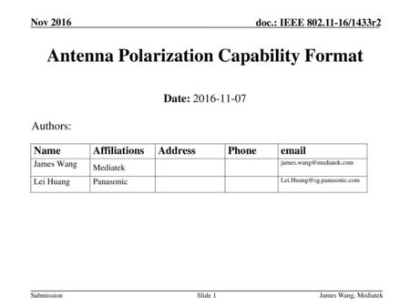 Antenna Polarization Capability Format