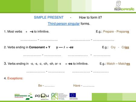 Third person singular forms.