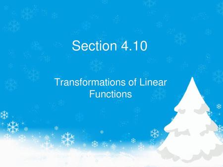 Transformations of Linear Functions