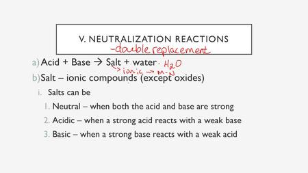 v. Neutralization reactions