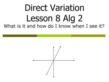 Direct Variation Lesson 8 Alg 2