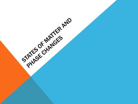 States of matter and Phase Changes