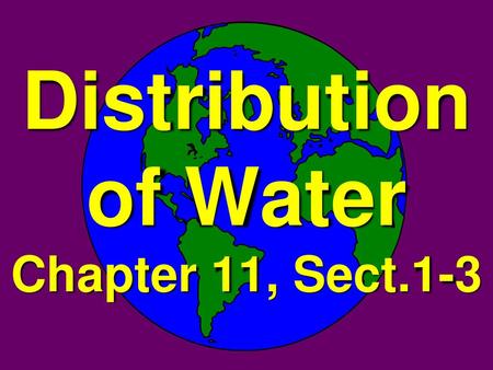 Distribution of Water Chapter 11, Sect.1-3