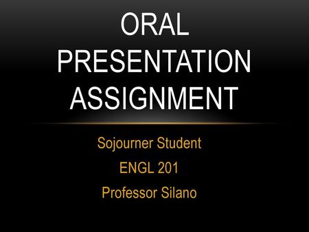 Oral Presentation Assignment