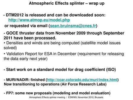 Atmospheric Effects splinter – wrap up